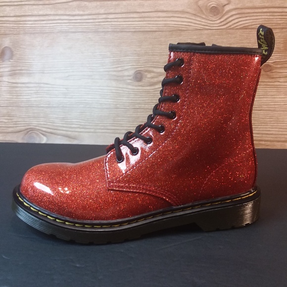 Dr. Martens Shoes Dr Doc Martens 46 Red Glitter Side Zip Boots
